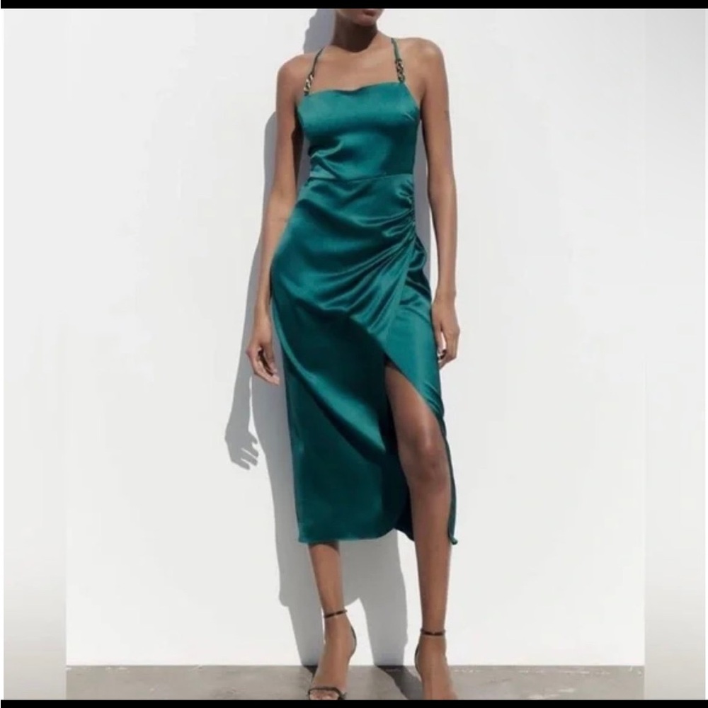 Zara Teal Midi Dress with Slit